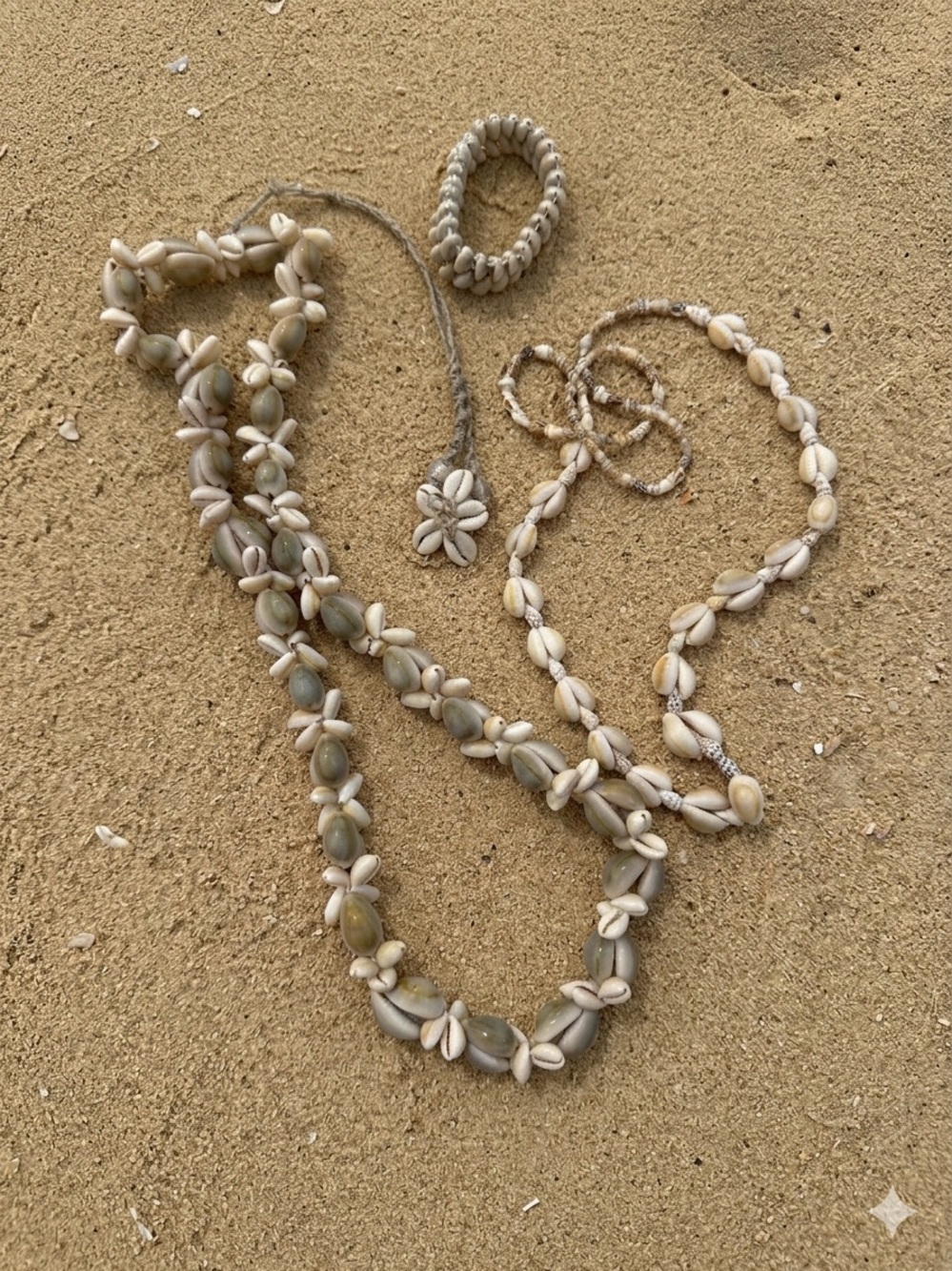 4 Piece Natural Cowrie & Mixed Shell Jewelry Set – Necklaces & Bracelet - Picture 4 of 11